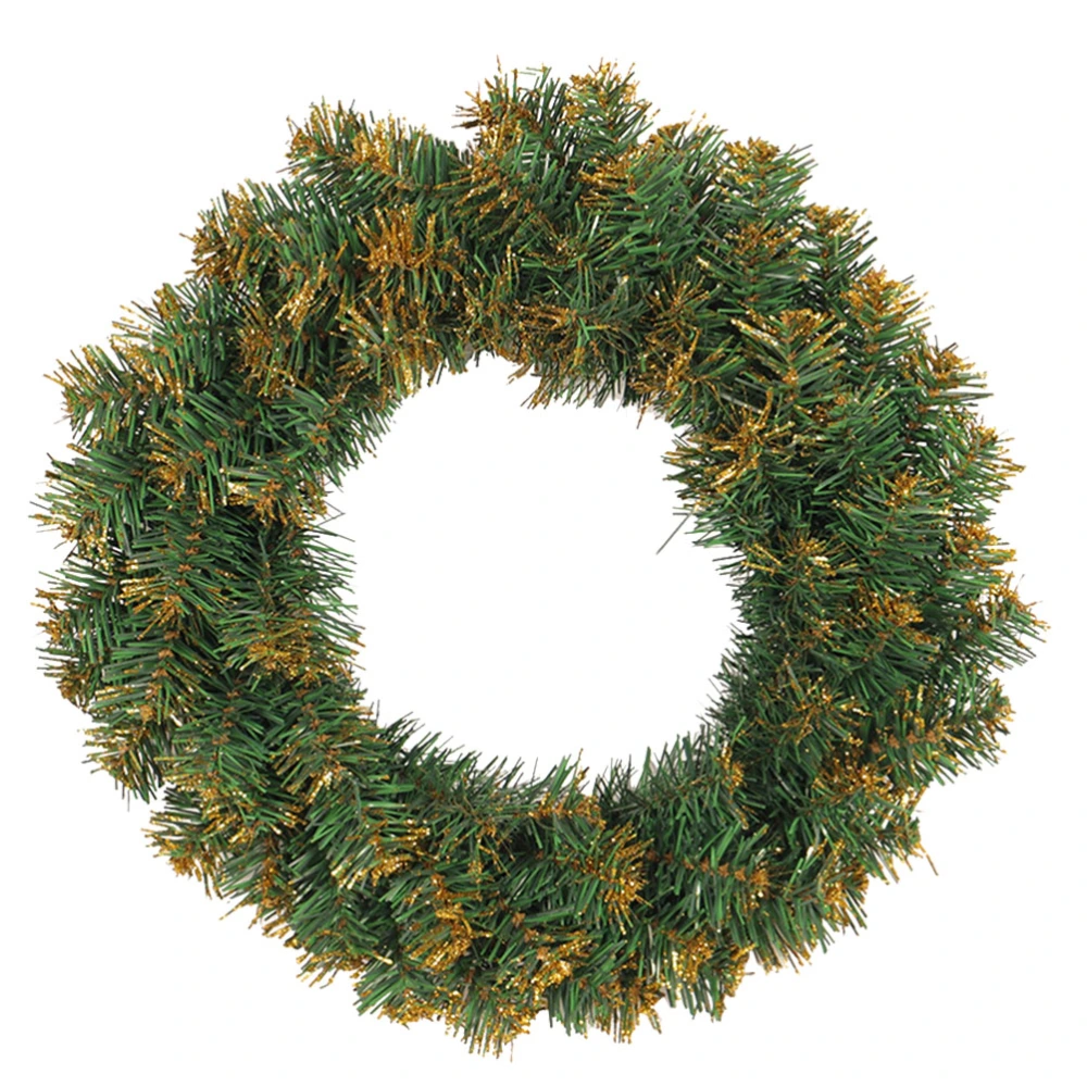 40cm Christmas Artificial Unlit Pine Wreath PVC Needles With Lights Bulb For Home Christmas Party Decor Wall Door Window (Without Battery)