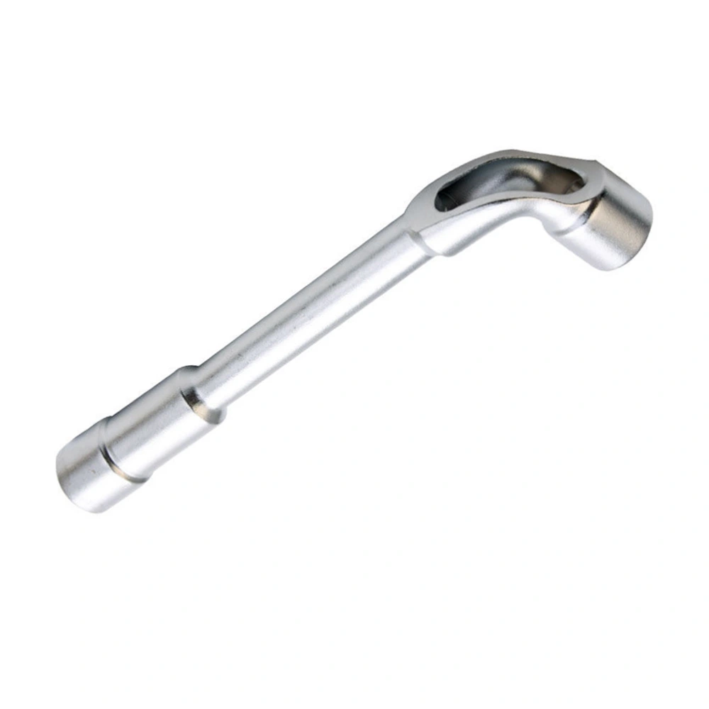 9mm Dual Heads L Type Polished Perforation Elbow Wrench Spanner (Silver)