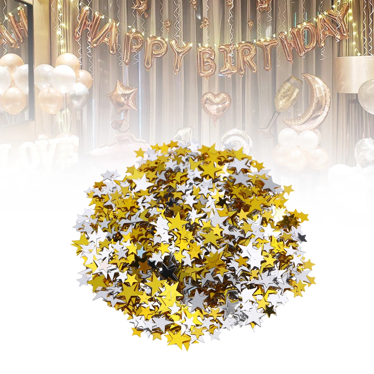 15g Mixed Pentagram Shaped Confetti for Graduation Party Supplies Perfect Graduation Decoration for Grad Party - 6/10mm (Golden and Silver)