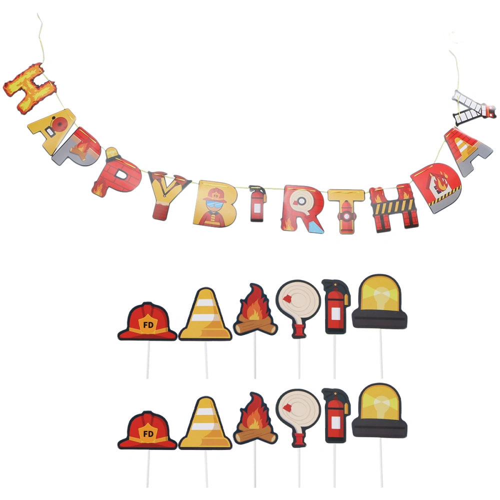 1 Set Firefighting Themed Themed Cupcake Party Decoration for Birthday