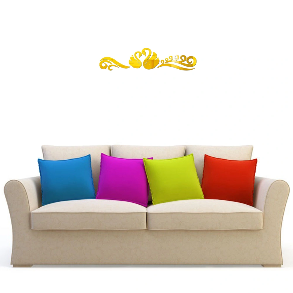 1PC Swan DIY Mirror Wall Sticker Acrylic Crystal Mirror Sticker Wall Decal for Home Living Room Bedroom Bathroom (Golden Small Size)