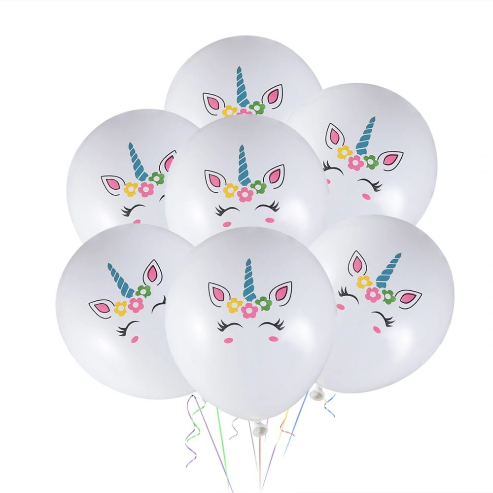 10 Pcs 12inch Colorful Unicorn Latex Balloon for Birthday Party Wedding Xmas(White)