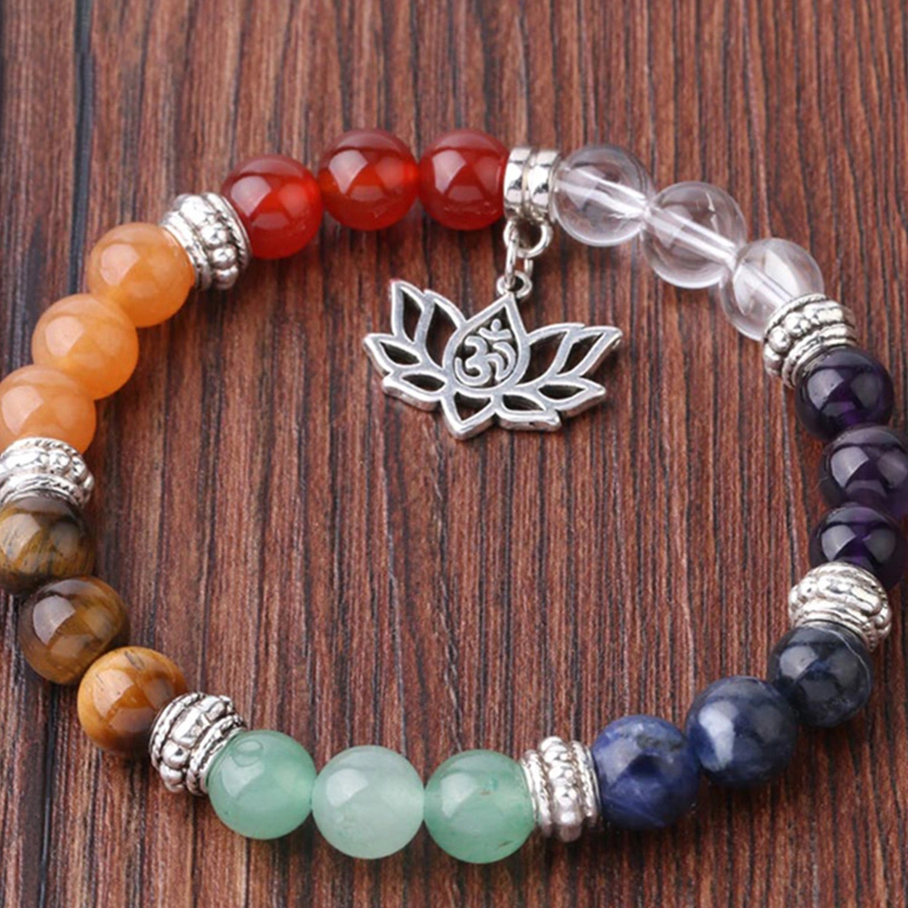 1Pc Colorful Energy Stone  Bracelet Yoga Bracelets Wrist Decor (Assorted Color)
