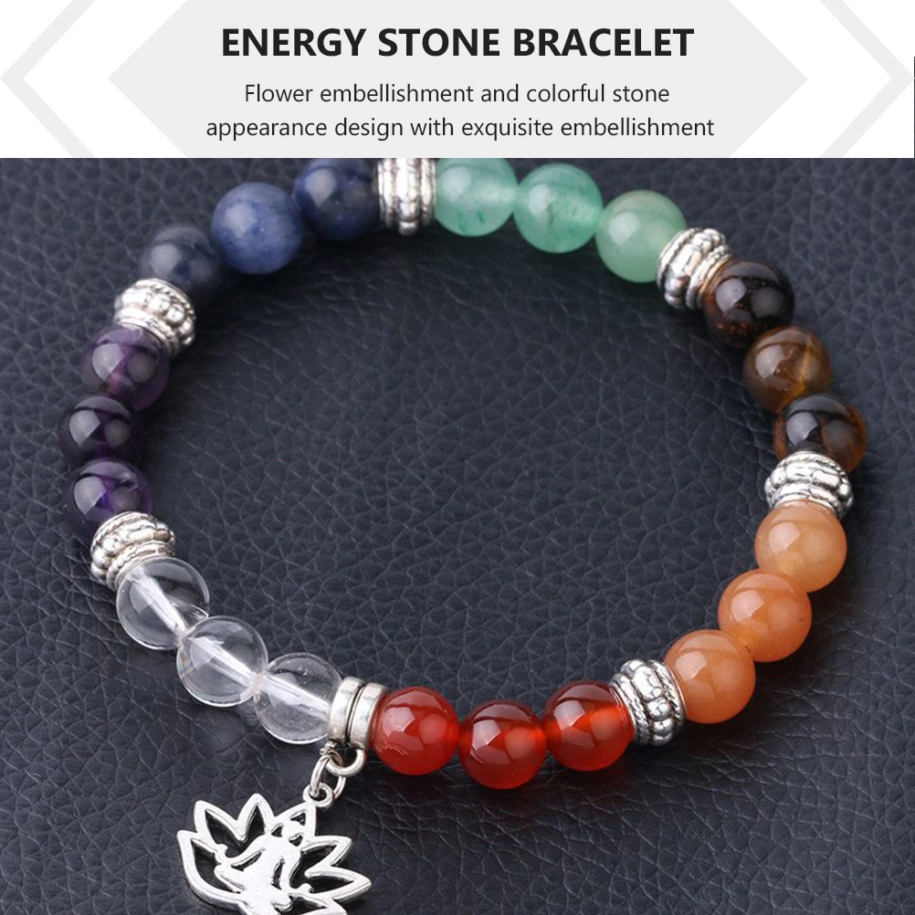 1Pc Colorful Energy Stone  Bracelet Yoga Bracelets Wrist Decor (Assorted Color)