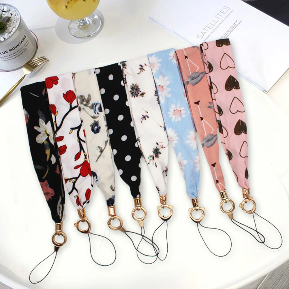 2pcs Ethnic Style Scarves Phone Straps ID Lanyard Mobile Phone Lanyards Cell Phone Anti-lost Hanging Rope for Women Female (Random Color and Pattern)