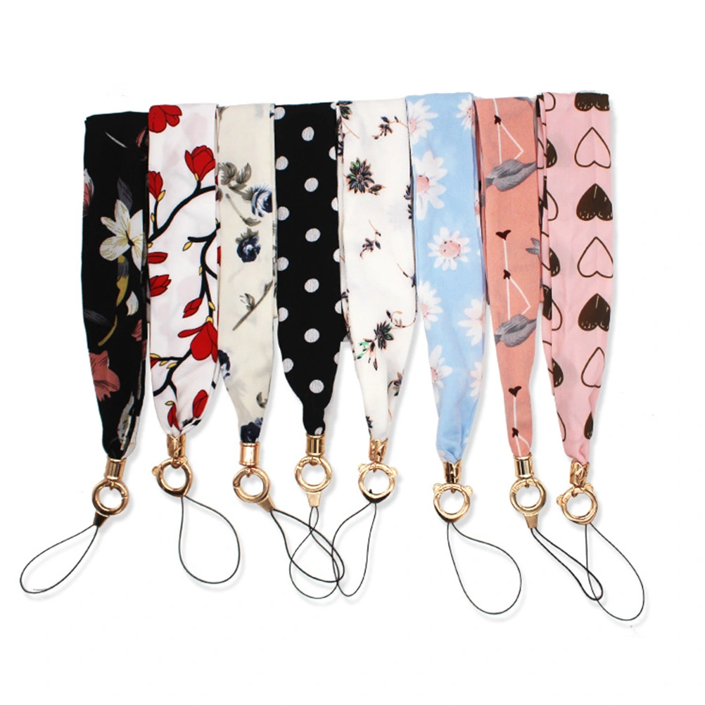 2pcs Ethnic Style Scarves Phone Straps ID Lanyard Mobile Phone Lanyards Cell Phone Anti-lost Hanging Rope for Women Female (Random Color and Pattern)