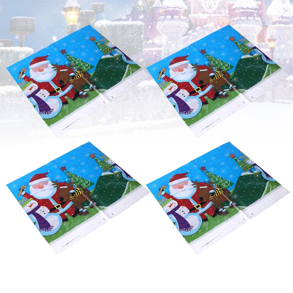 4pcs Christmas Cartoon PVC Tablecloth Disposable Table Cover Picnic Table Cloth Table Decor Party Supplies (Santa Pattern)