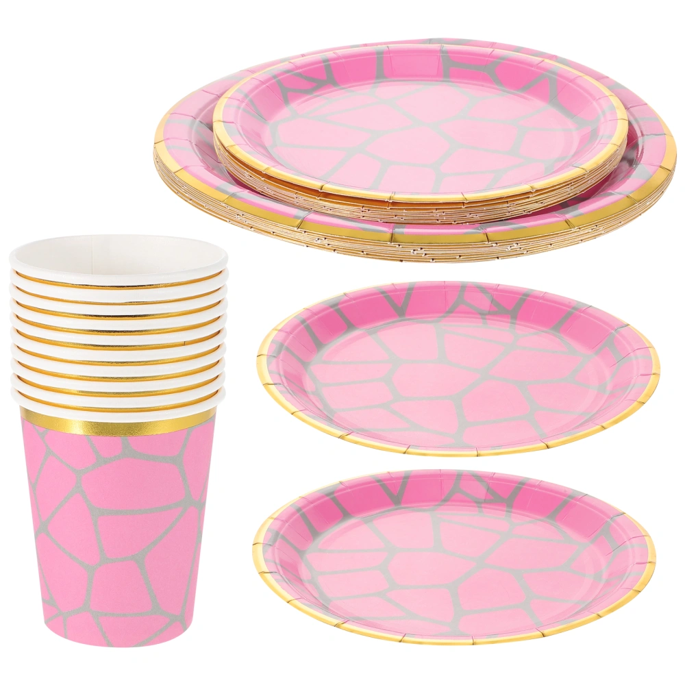 1 Set Disposable Paper Plates Paper Cups Party Tableware Party Supplies