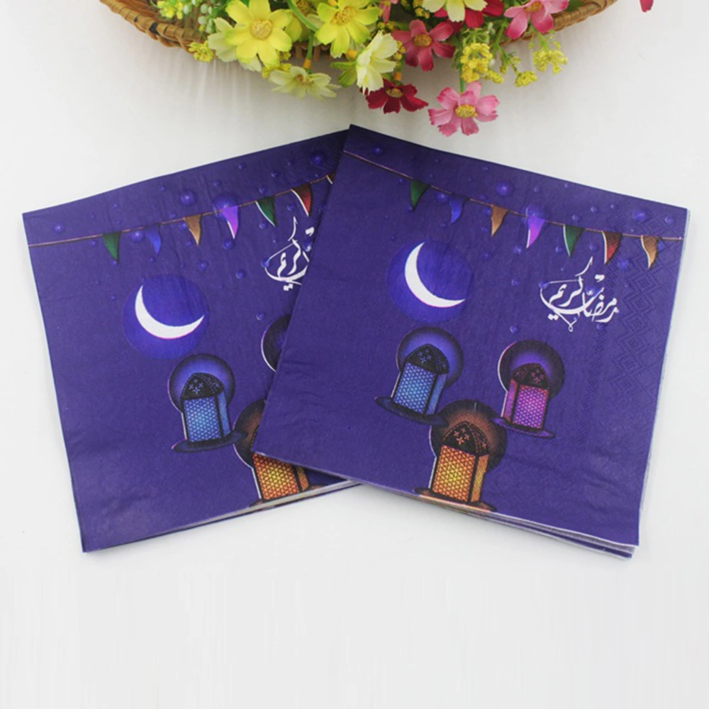 40pcs Printing Napkin Islam Moon Lamp Napkin for Party Gathering Festival Home