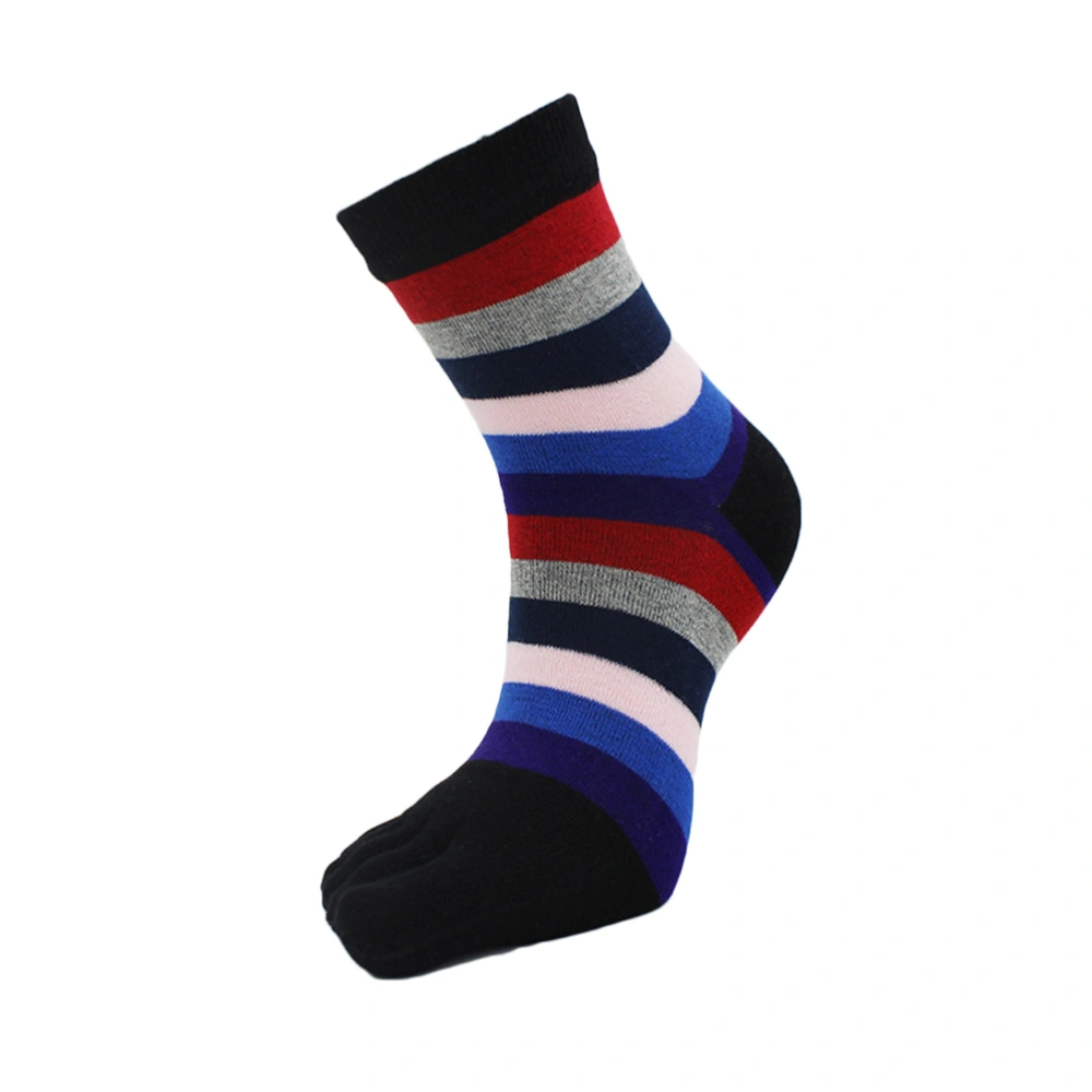 Women's Five Finger Socks Colorful Stripped Cotton 5 Toe Socks for Women (Black)