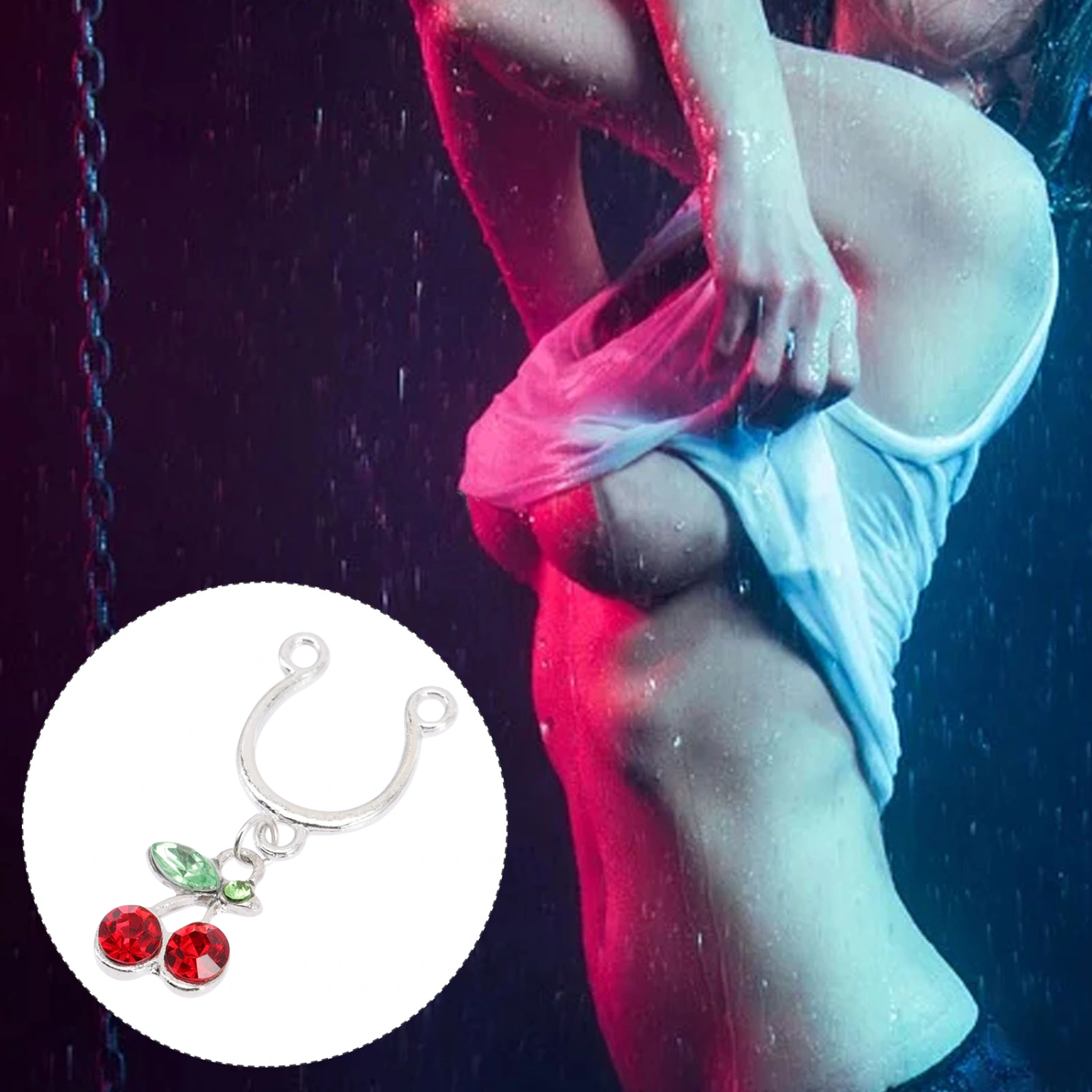 1 Pair Cherry Nipples Noose Non Piercing Nipples Rings Nipples Jewelry