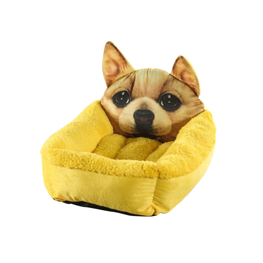 Puppy Kitty Dog Cat Pet Bed Nest Liner Kennel Pad Cozy Sleep Mat Comfy Cotton-Padded Cushion Basket Snuggly Sleeper Size L (Yellow)