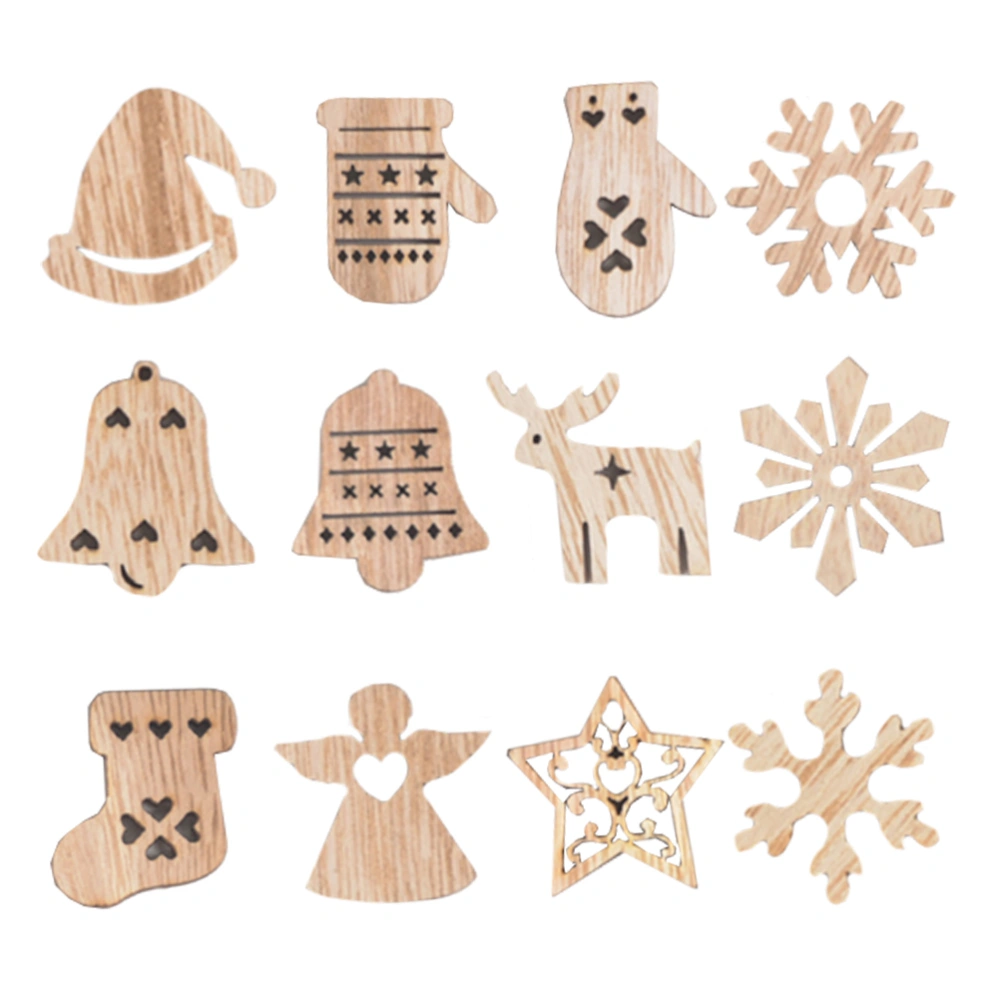 54Pcs Christmas DIY Wooden Decorations Party Christmas Tree Wooden Ornaments