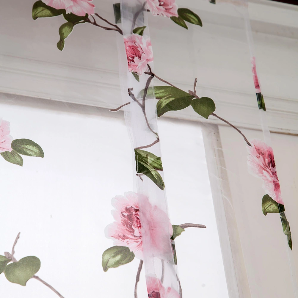 Floral Roman Curtain Semi Sheer Window Shade Sling Tie Blinds for Living Room Balcony Bedroom 1 x 1.6m (Pink)