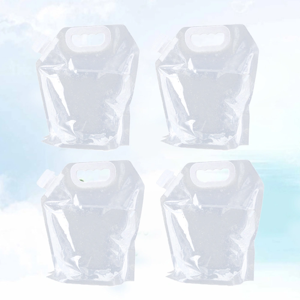 4 Pcs 5L Outdoor Folding Bucket Water Portable Water Storage Container Water Storage Bag for Hiking Hunting Travel Camping  (Transparent)