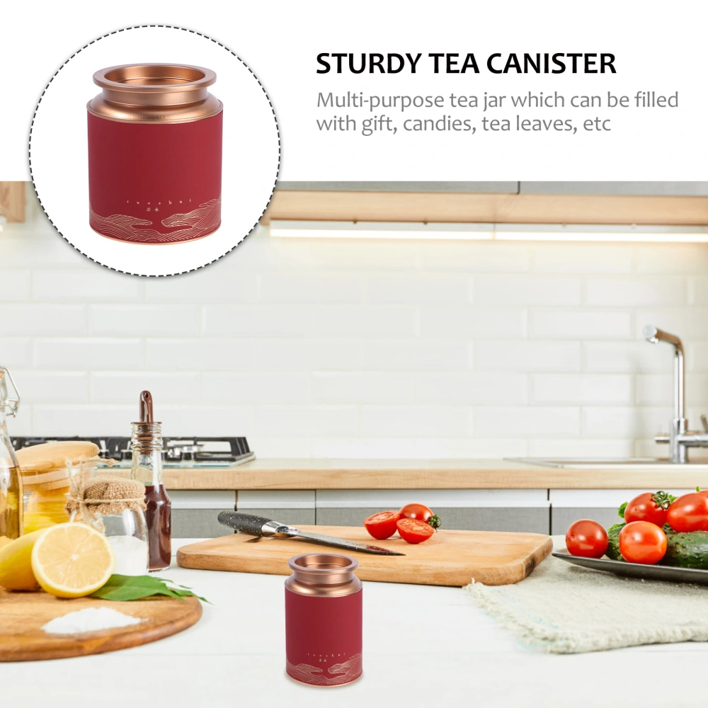 1PC Tinplate Tea Canister Round Sealed Tea Storage Jar Chic Tea Packing Box (L)