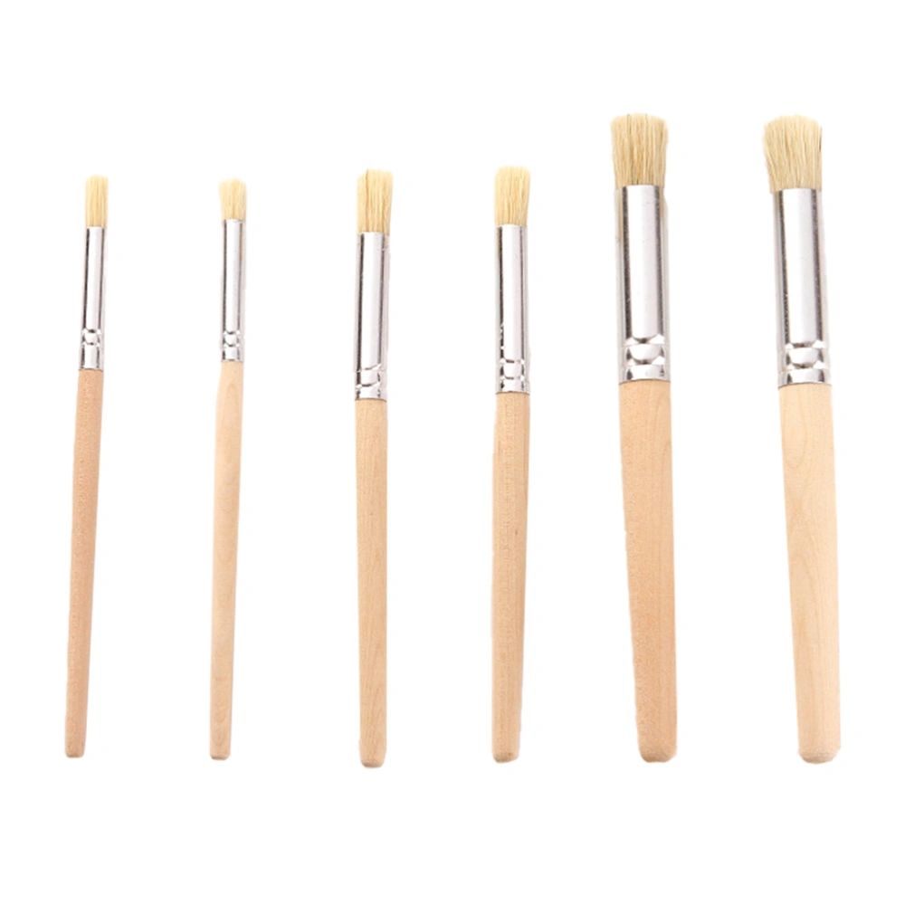 6Pcs Oil Painting Brushes Bristle Paintbrushes Child Graffiti Brushes for Home