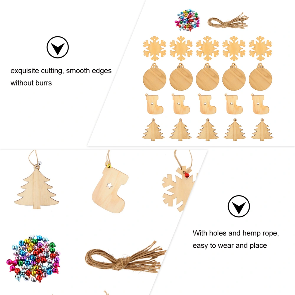 1 Set/120pcs Wooden Pieces Craft Christmas Theme Hangings Decorative Pendants