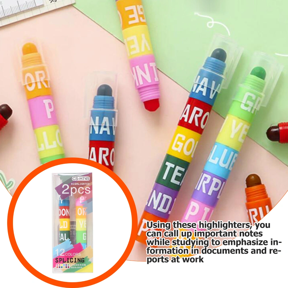 2pcs Mark Pens Convenient Highlighters Durable Office DIY Note Markers
