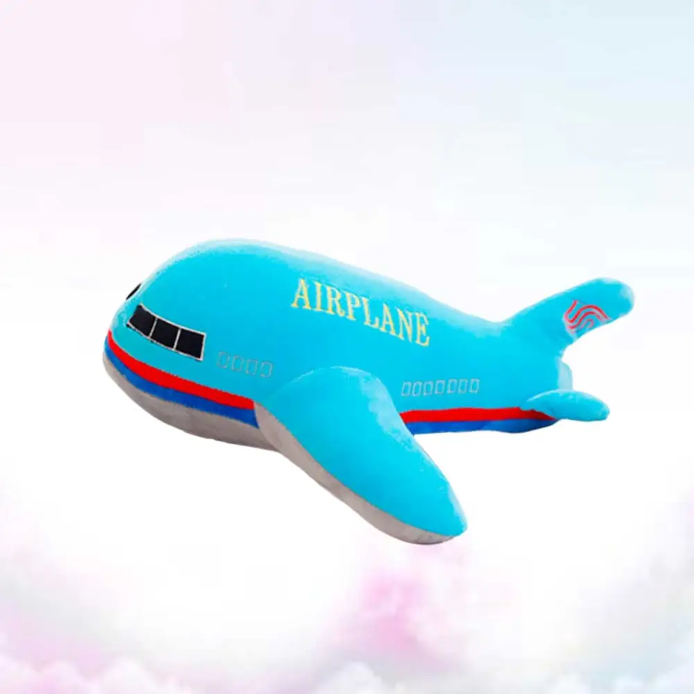 40cm Cartoon Airplane Shaped Plush Toy Throw Pillow Adorable Doll Toy Kids Plush Doll Blue