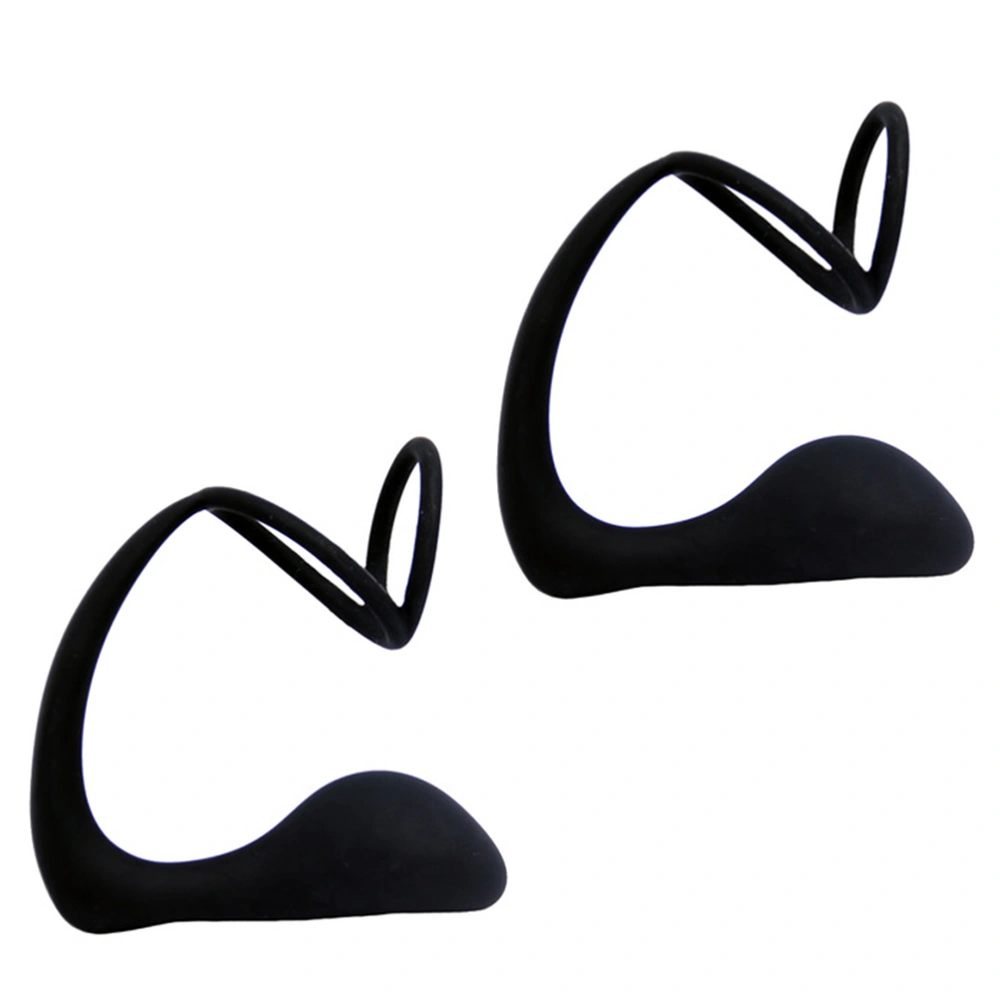 2pcs Prostate Stimulator Massager Double Ring and Butt Plug Silicone Sex Toy for Men (Black)