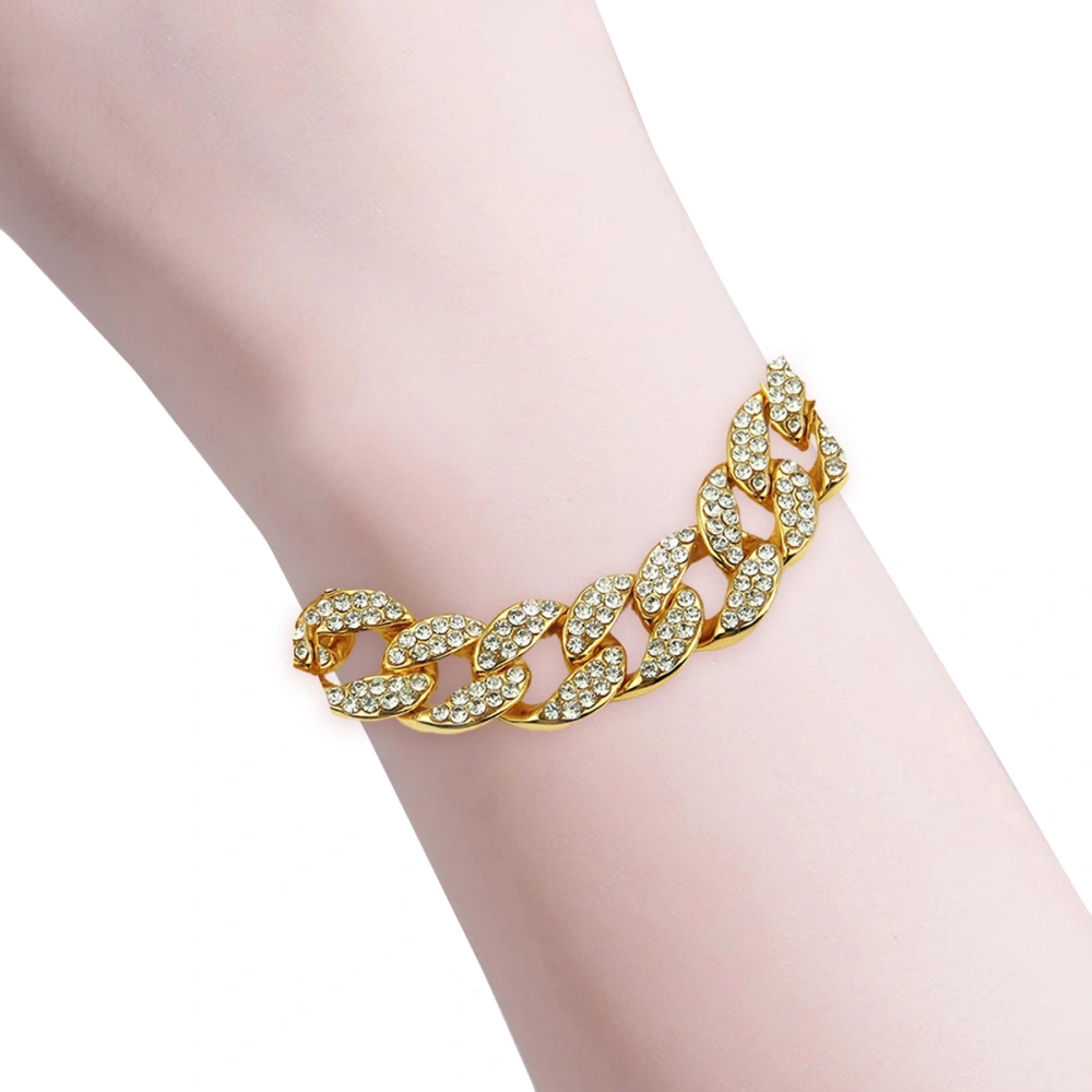 1Pc Creative and Stylish Diamante Bracelet Fashion Bangle Health Care Bracelet for Women Girls(Golden)