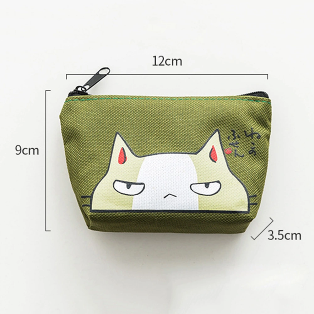 3pcs Cartoon Cat Printed Coin Purse Lovely Waterproof Oxford Cloth Wallets Portable Zippered Holder (Random Color)