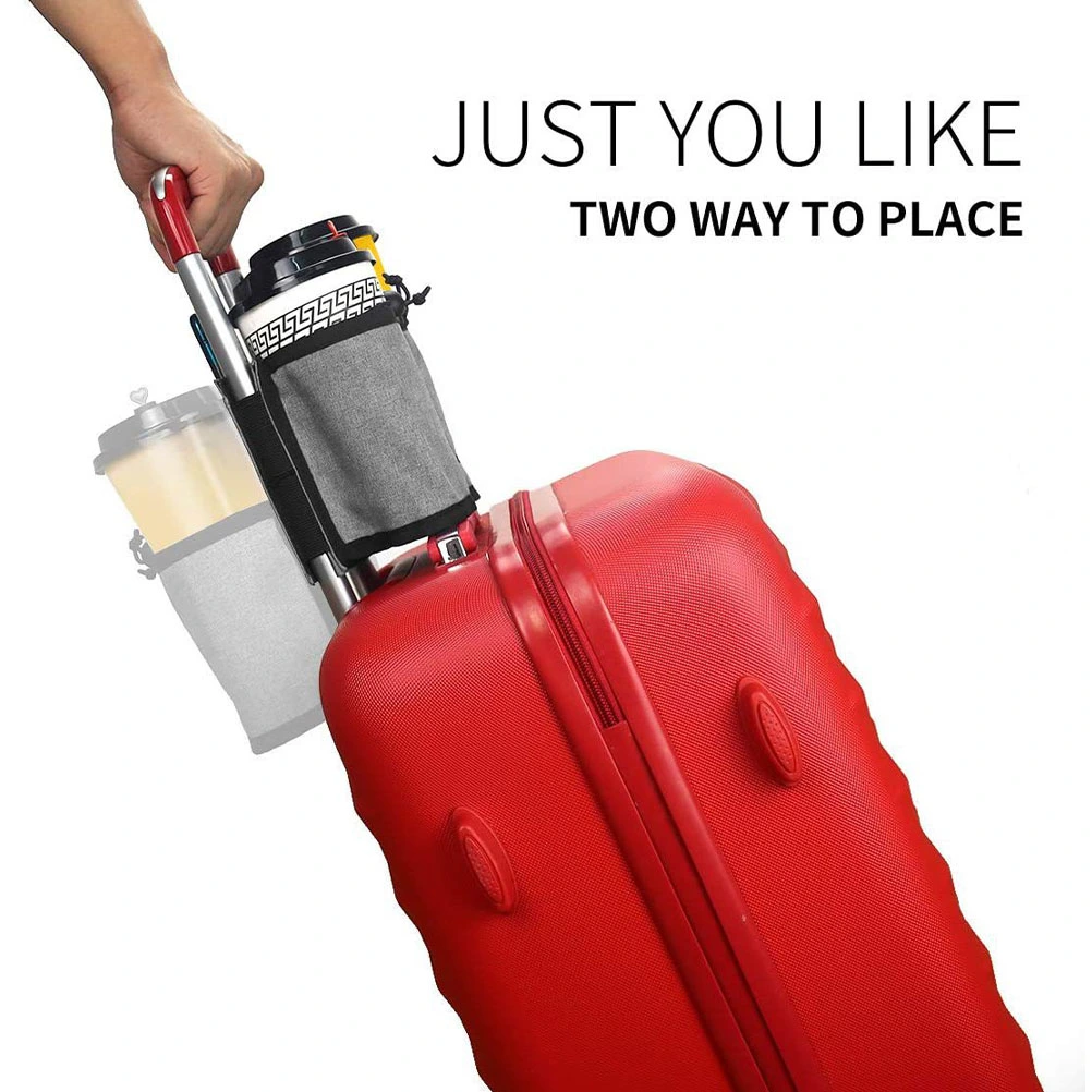 Luggage Travel Cup Holder Free Hand Drink Cup Pouch Mugs Tightening Drawstring