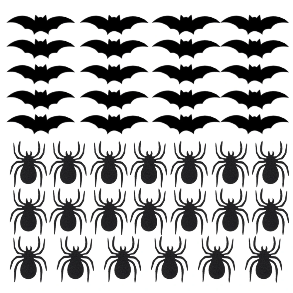 40Pcs/Set Practical Decor Use Halloween Spider Bat Shape Practical Wall Stickers Creative DIY Wall Decoration Decals Photo Props for Home Bar Party Use with Adhesive Dispense Black Color