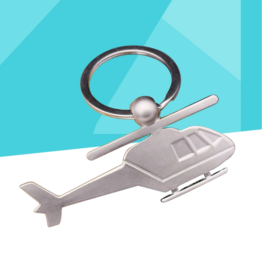 Helicopter Keyring Metal Keychain Cool Car Keyring Purse Bag Pendant Decoration Creative Gift Keyfob (Silver)