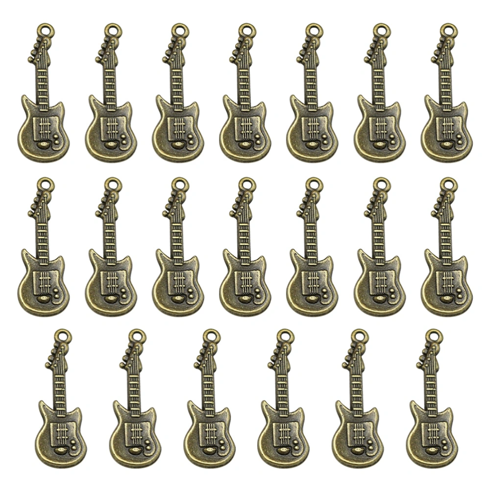 20pcs Alloy Delicate Guitar Pendants Charms DIY Jewelry Making Accessory for Necklace Bracelet (Bronze)