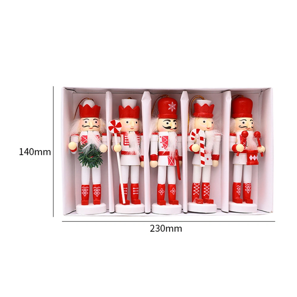 5Pcs Christmas Nutcrackers Decorations Wooden Soldier Puppet Toys Home Ornaments