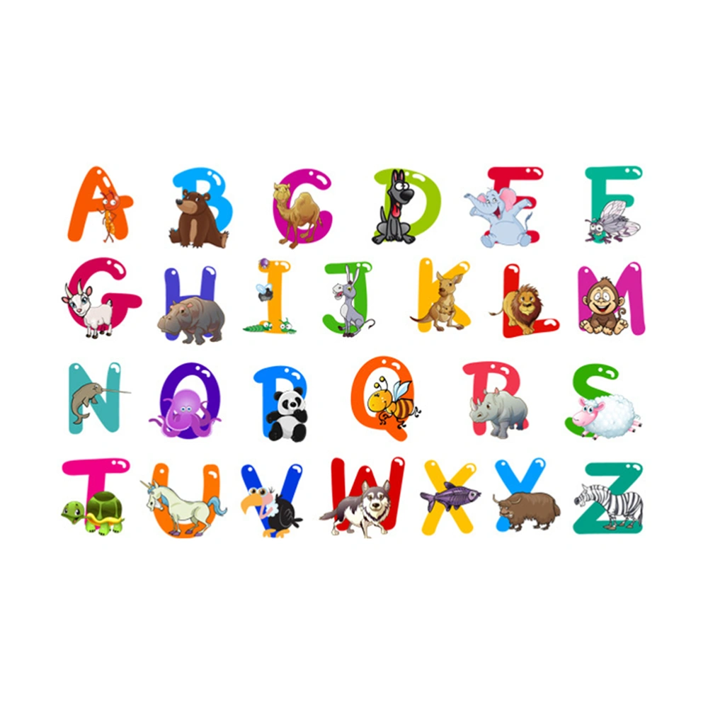 PVC Animal Wall Sticker 26 English Alphabet Stickers Self-adhesive Decals Free Collage 26 English Letters Pastes