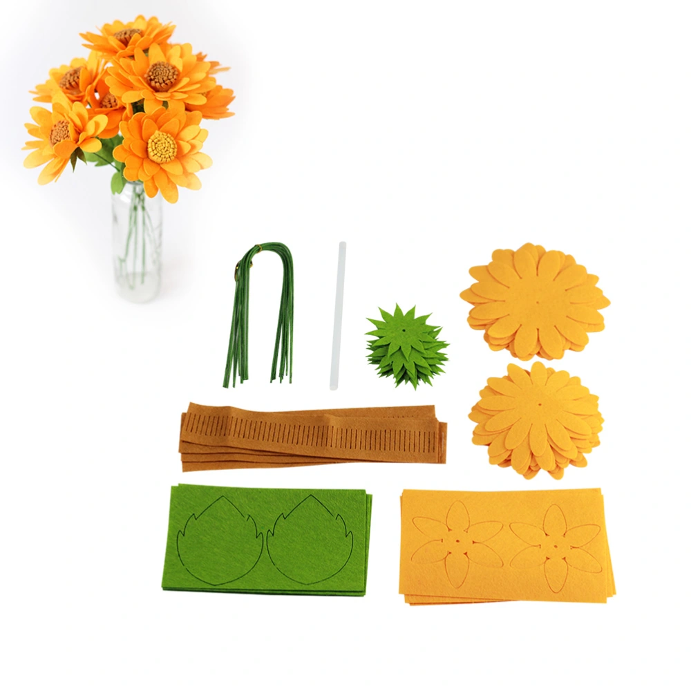 7PCS Non-woven Bouquets Cut-free Fabrics DIY Bags Cloth Craft Sewing Set Felt Handwork Material Needlework Supplies (Large Sunflowers)