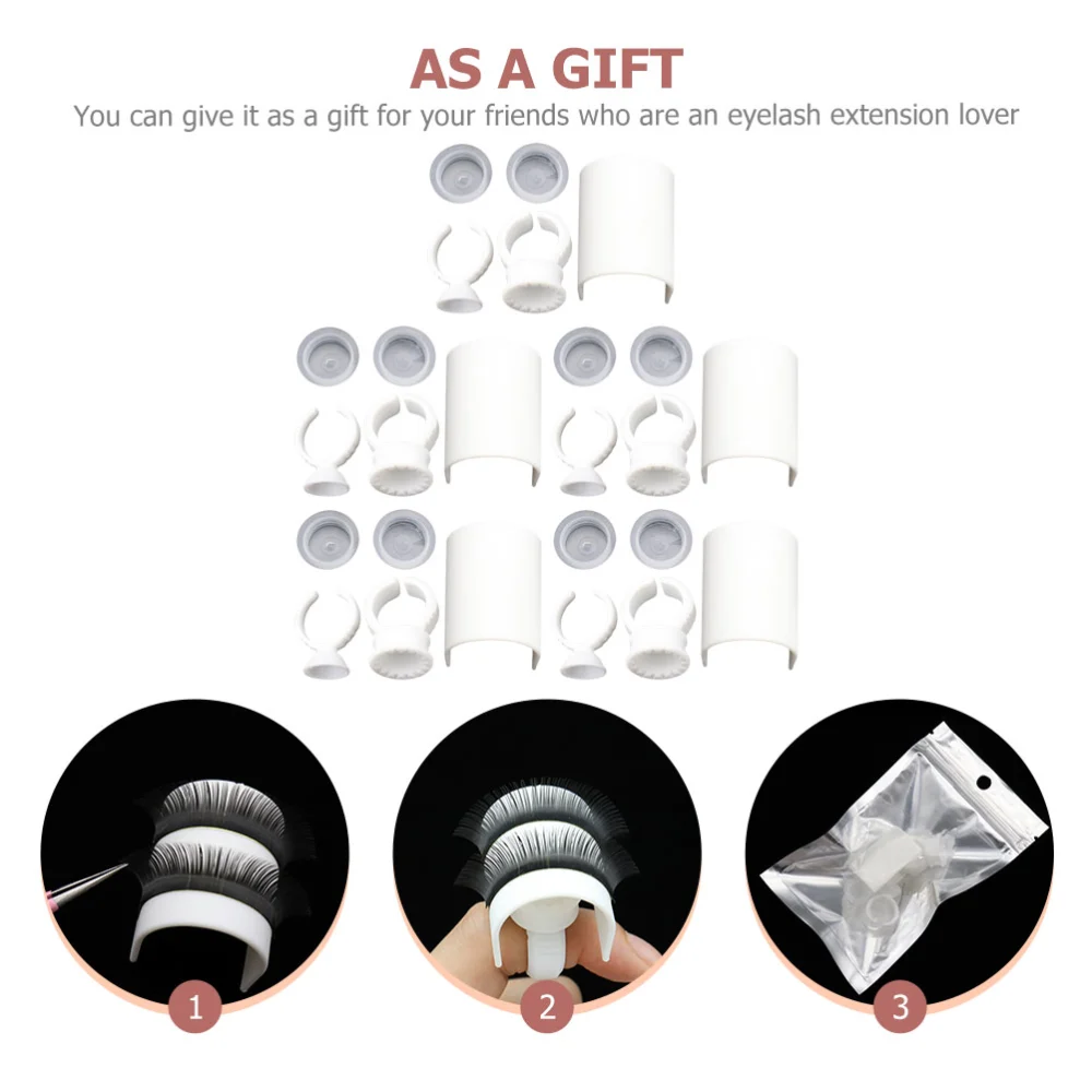 5 Sets of Plastic Eyelash Separator Eyelash Glue Holder Glue Rings for Eyelash Extension