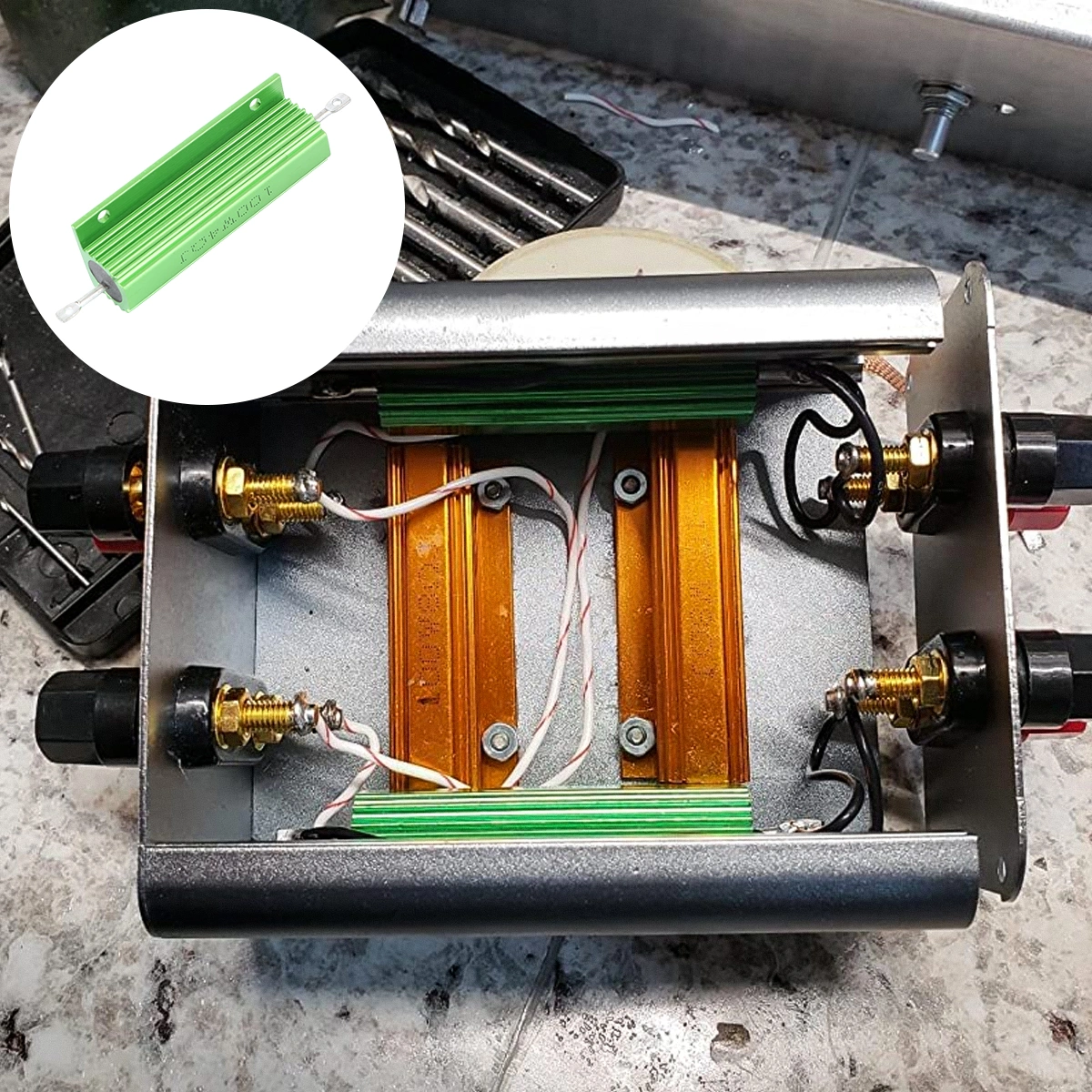 2 Pcs 100W 4 Ohm Screw Tap Mounted Aluminum Housed Wirewound Resistors