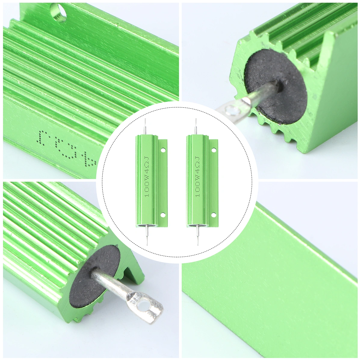 2 Pcs 100W 4 Ohm Screw Tap Mounted Aluminum Housed Wirewound Resistors