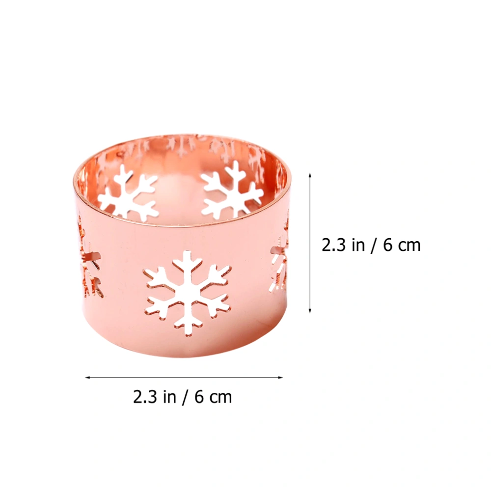 3pcs Christmas Designed Napkin Rings Alloy Dinner Napkin Buckles (Rose Gold)