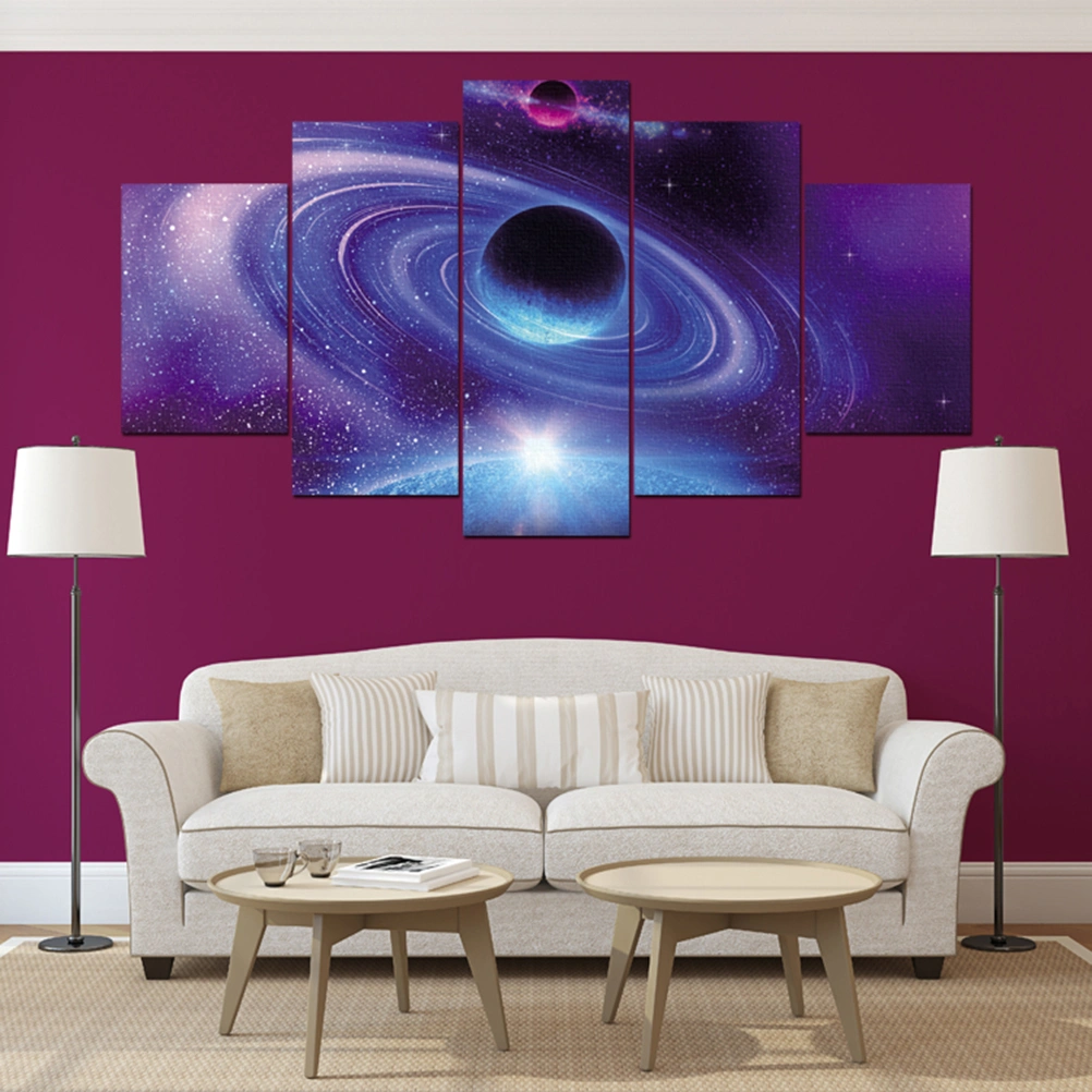 5 Panel Combination Oil Painting Universe Art Wall Hanging Frameless Stick Picture Kit for Decoration Home Room (WPH-58)