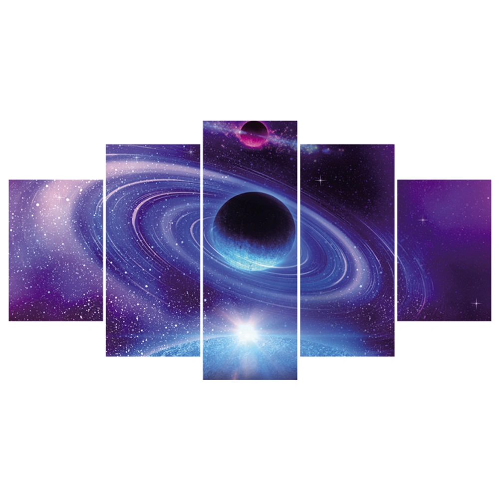 5 Panel Combination Oil Painting Universe Art Wall Hanging Frameless Stick Picture Kit for Decoration Home Room (WPH-58)