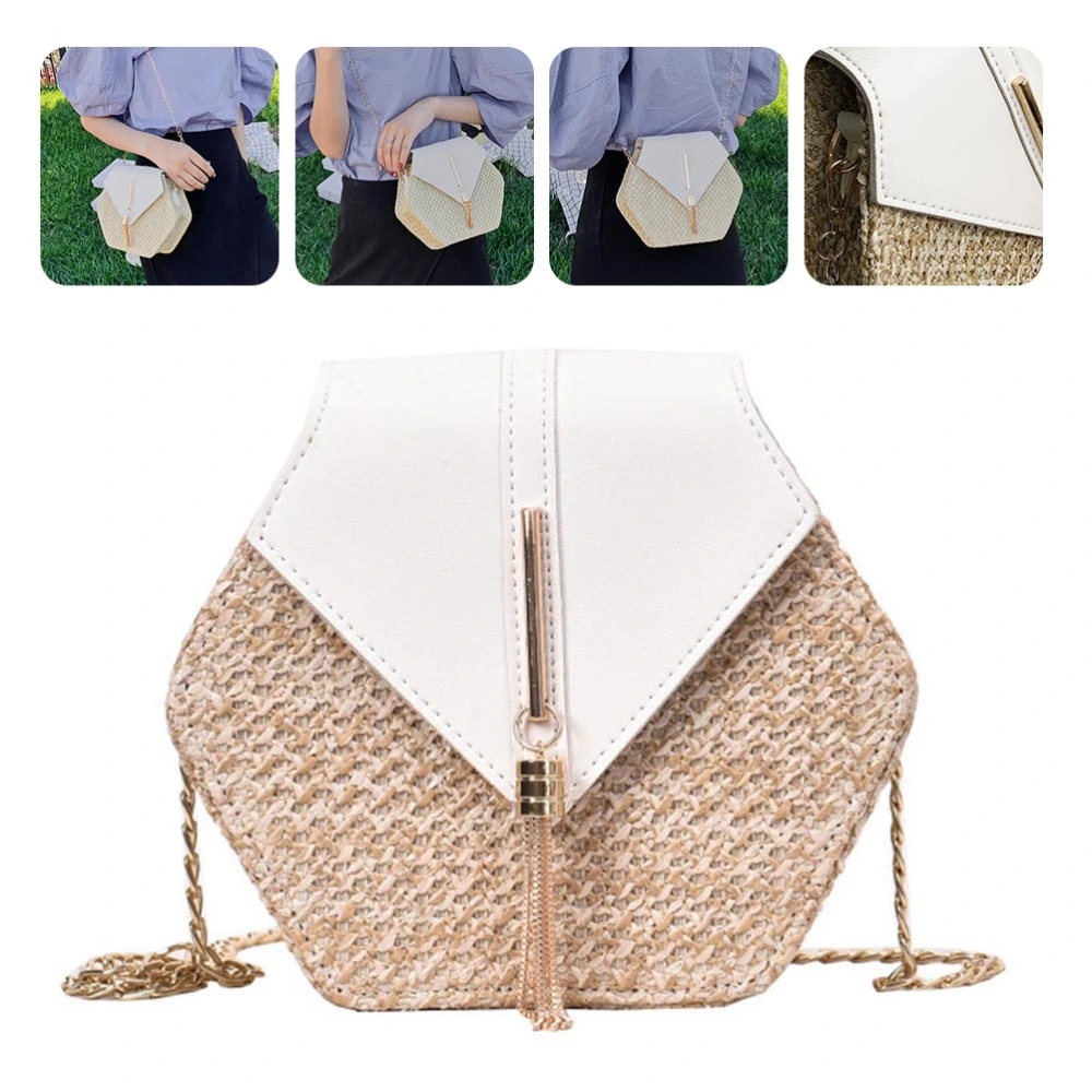 1Pc Fashion Straw Bag Woven Female Bag Chain Shoulder Cross-body Beach Bag