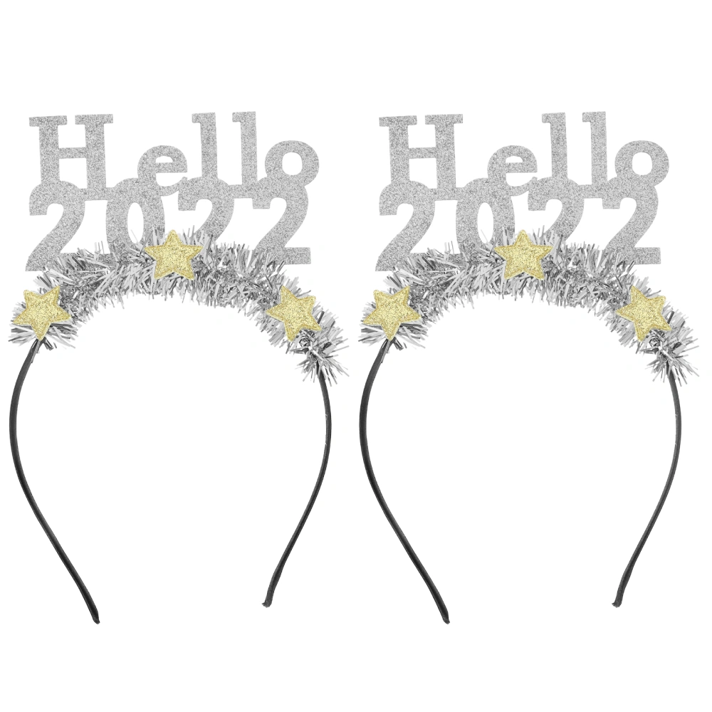 2Pcs New Year's Eve New Year Hair Bands Hello 2022 Pattern Festival Hair Decors