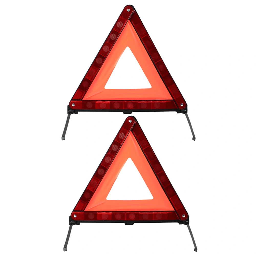 2Pcs Road Safety Warning Sign Roadside Hazard Triangle Symbol Warning Sign Emergency Warning Road Safety Triangle Kit(Red)