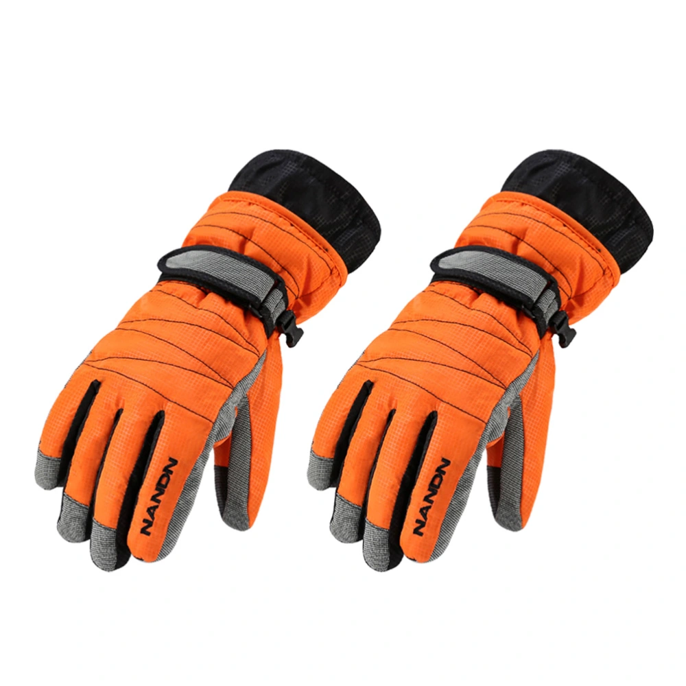 Creative Outdoor Parents Child Ski Gloves Riding Gloves Windproof Sports Finger Gloves Waterproof Anti-splashing Gloves for Climbing Hiking (Orange, L Size)