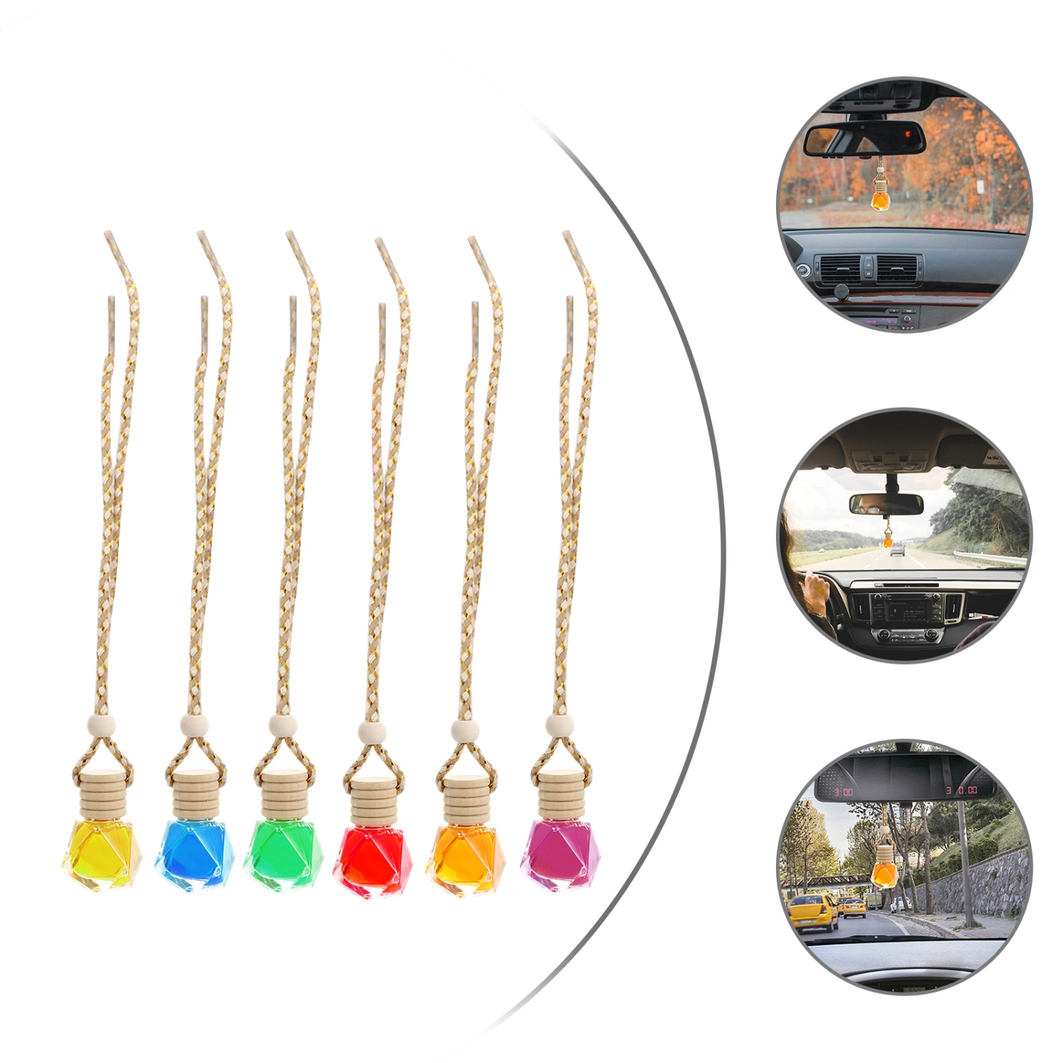 6pcs Car Mounted Hanging Air Freshener Car Interior Perfume Fragrance Pendant