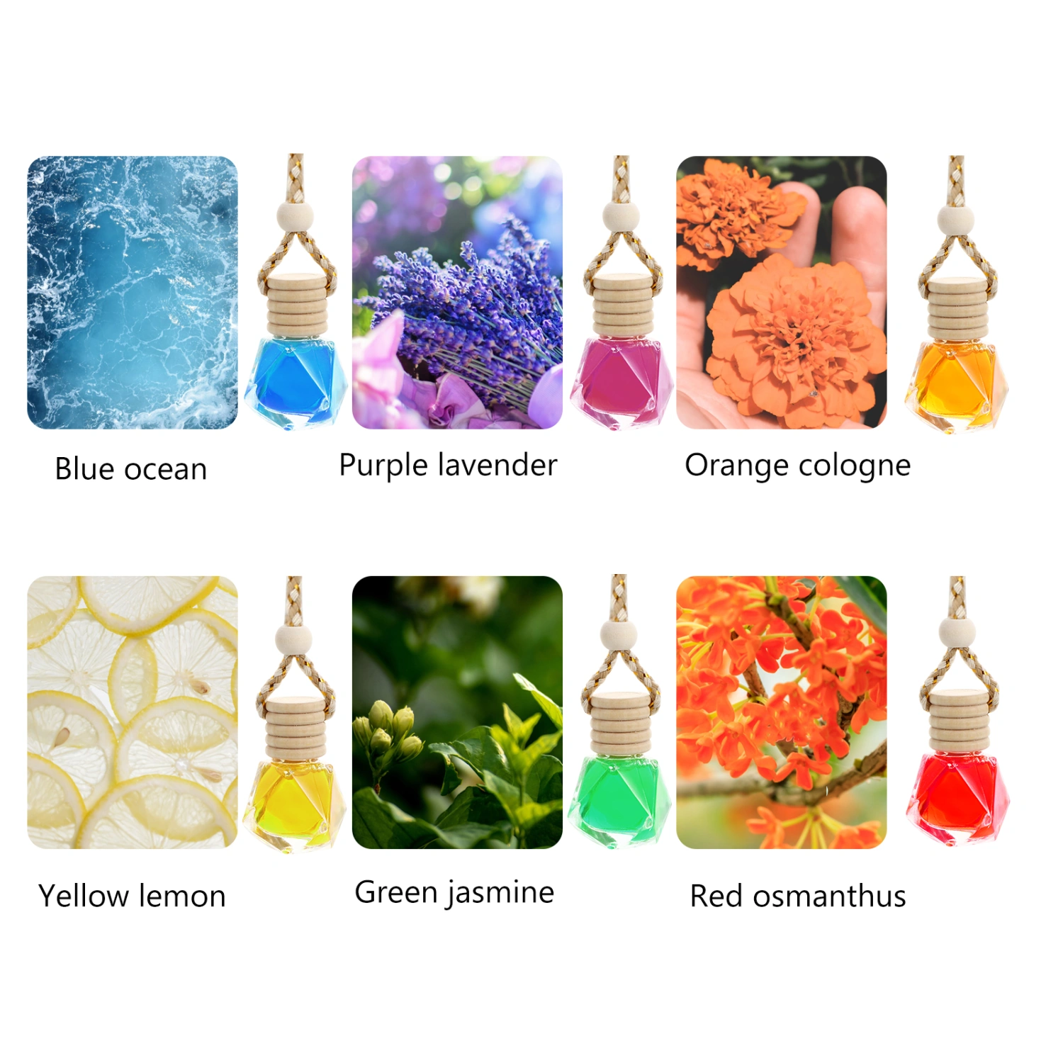 6pcs Car Mounted Hanging Air Freshener Car Interior Perfume Fragrance Pendant