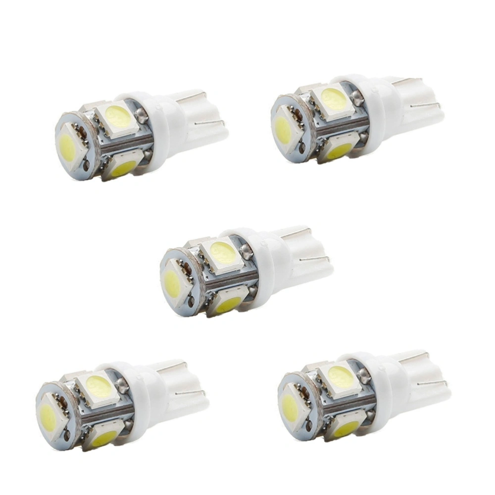 5pcs Superbright T10 5050 5 SMD LED Car Light Lamp Blub Auto Car Interior Reading Light Lamp (White)