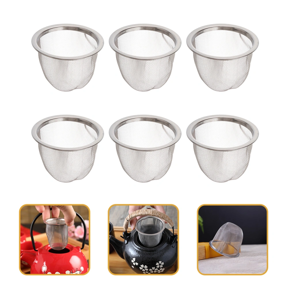 6pcs Stainless Steel Tea Strainer Tea Infuser Stainless Steel Tea Pot Accessories