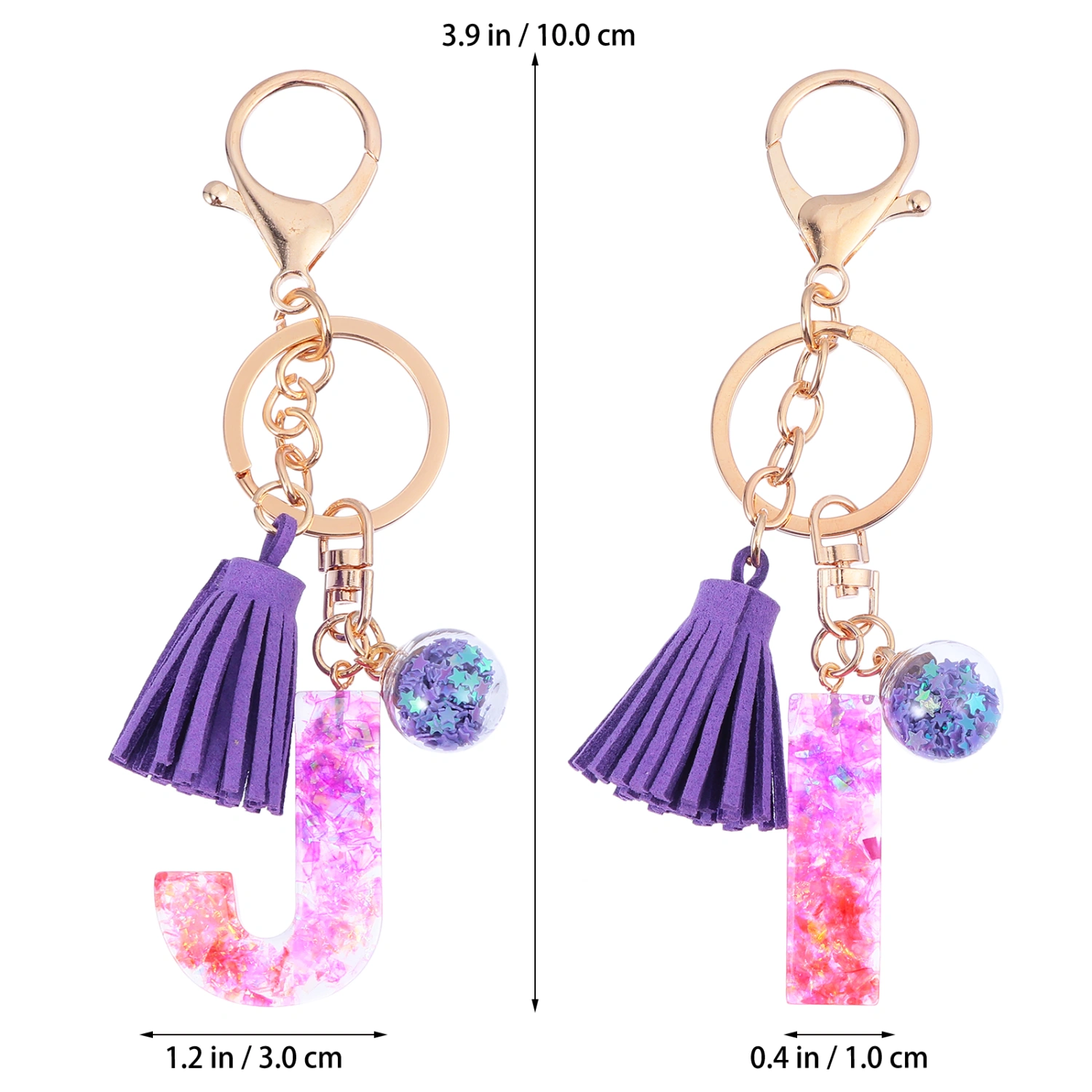 2Pcs Resin Alphabet Letter J I Pendant Keyrings Accessories for Girls Women