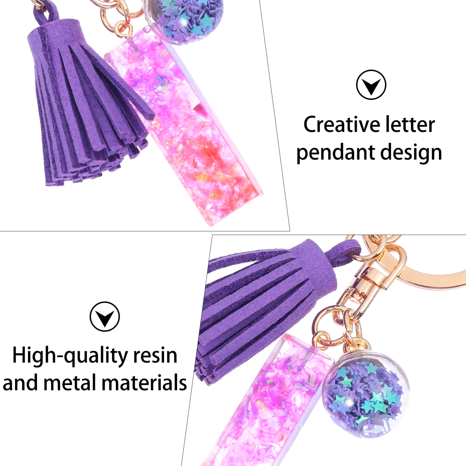 2Pcs Resin Alphabet Letter J I Pendant Keyrings Accessories for Girls Women